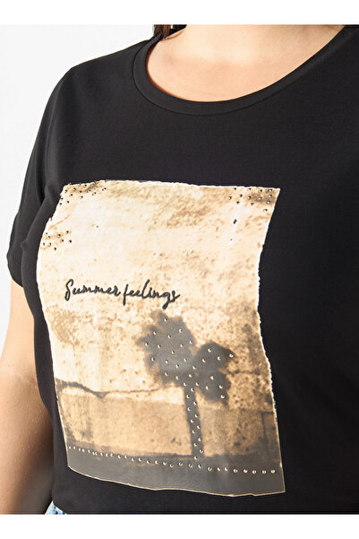 Ulla Popken Plus Size Ulla Popken Graphic Print T-shirt with Short Sleeves