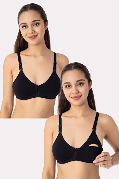 Arma Yıldız Pack of 2 Black Nursing Bra Cotton Lycra