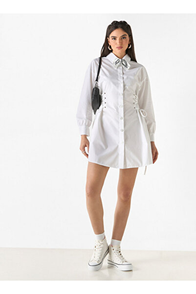 Lee Cooper Shirt Dress with Long Sleeves and Tie-Ups
