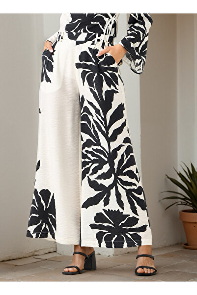 Iconic بنطال مطبوع ذو طيات مزدوجة