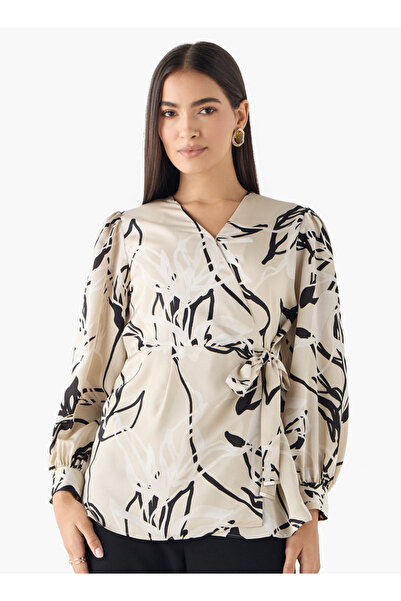 Iconic بلوزة ملفوفة بطبعة أيقونية مع حزام ربط