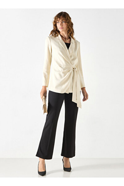 Iconic Textured Wrap Jacket With Notched Lapel And Tie-up Detail