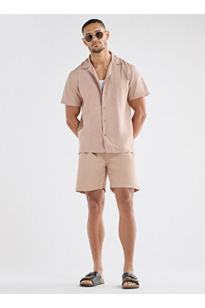 FAV Regular Fit Shirt with Camp Collar and Short Sleeves