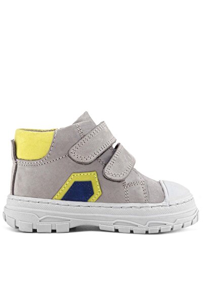 Rakerplus Tails Genuine Leather Gray Yellow Velcro Children's Sports Boots