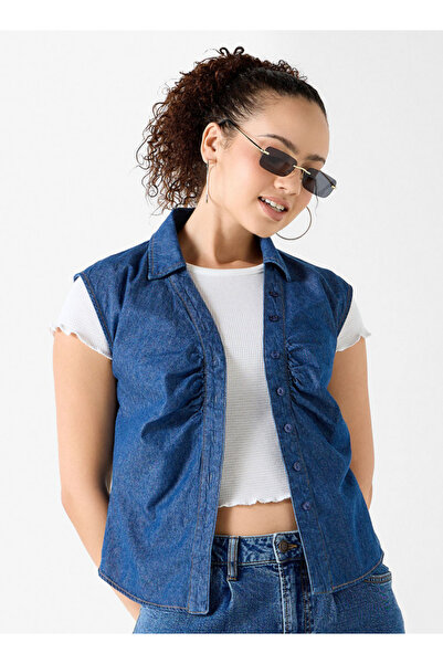 Lee Cooper Pleat Detail Button Through Sleeveless Shirt