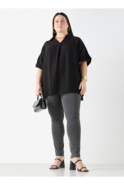 Ulla Popken Plus Size Ulla Popken Textured Top with Short Sleeves