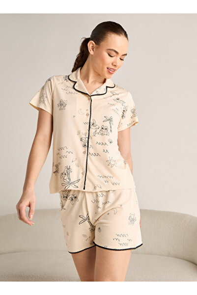 FAV طقم شورت مطبوع بخياطة كاملة