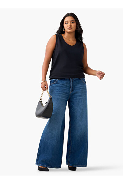 Ulla Popken Plus Size Sleeveless Tank Top With Round Neck