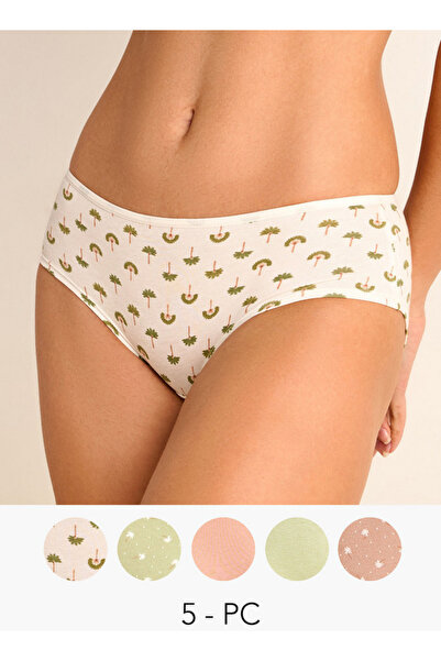 FAV مجموعة من 5 قطع - سراويل داخلية متنوعة بحزام خصر مطاطي