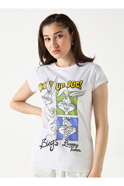 SP Characters تي شيرت بطبعة Bugs Bunny ورقبة دائرية وأكمام قصيرة