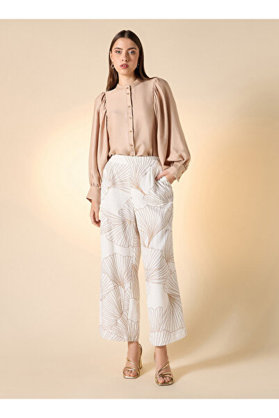 Iconic Iconic Foil Print Wide Leg Pants with Pockets