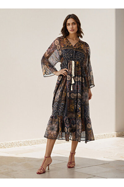 FAV فستان قفطان نسائي بطبعة زهور من الفيسكوز