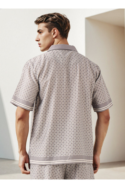 Emperor Regular Fit Printed Shirt with Camp Collar