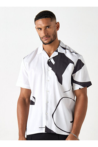 Iconic All-over Print Camp Collar Shirt With Short Sleeves