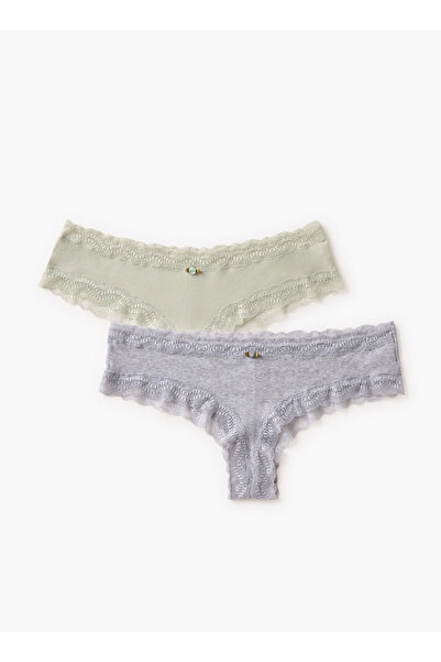 FAV Set of 2 - Lace Trim Ribbed Briefs