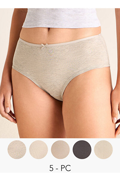 FAV مجموعة من 5 سراويل داخلية بتفاصيل فيونكة وحزام خصر مطاطي