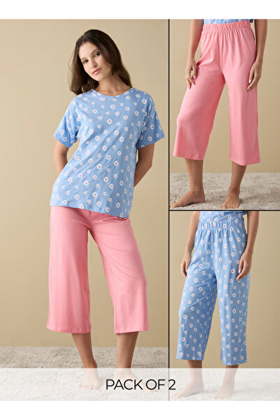 FAV مجموعة من قطعتين - بيجامات متنوعة بحزام خصر مطاطي