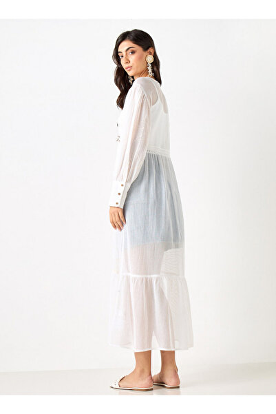 FAV Embellished Longline Shrug with Tie-Ups and Bishop Sleeves