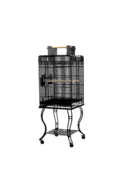 Dayang A80 Siyah Ayaklı Papağan Kafesi Siyah 54x54x134 cm