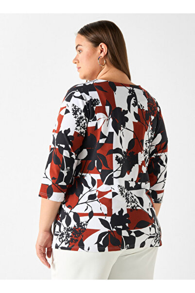 Ulla Popken ABSTRACT FLORAL MIX PRINT TOP