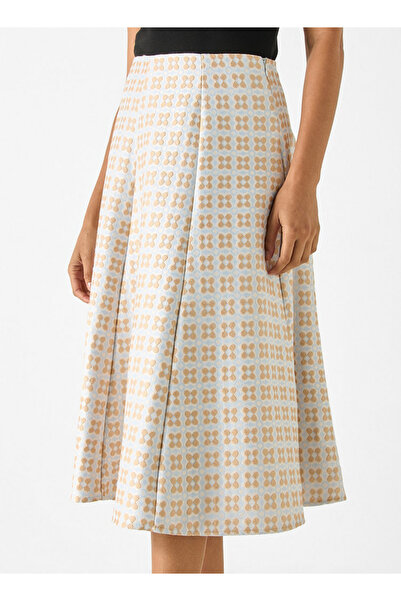 Iconic تنورة ميدي منقوشة بقصة A مع إغلاق بسحاب