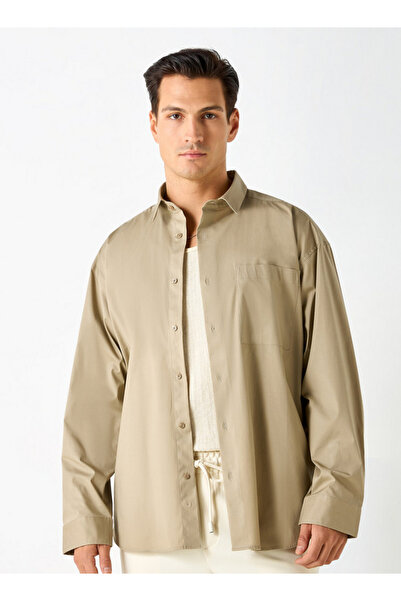 Iconic Solid Slim Fit Shirt with Pocket and Long Sleeves