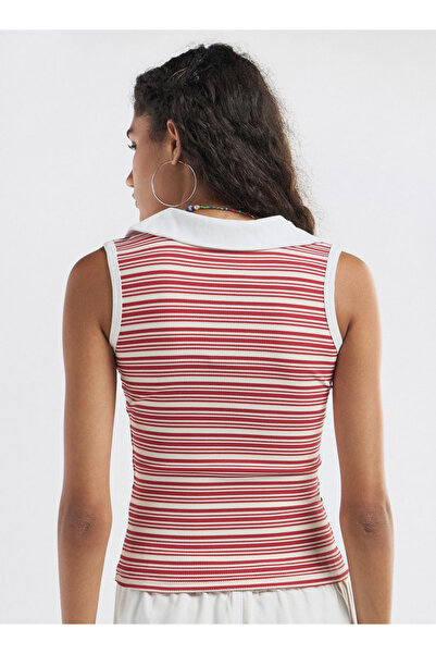 FAV Striped Collared Sleeveless Top