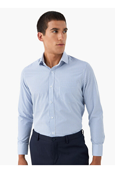 FAV قميص منقوش بقصّة عادية وأكمام طويلة