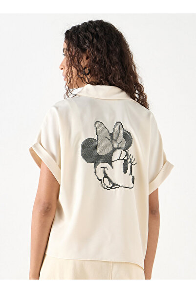 SP Characters Minnie Mouse Embroidered Shirt With Collar And Short Sleeves