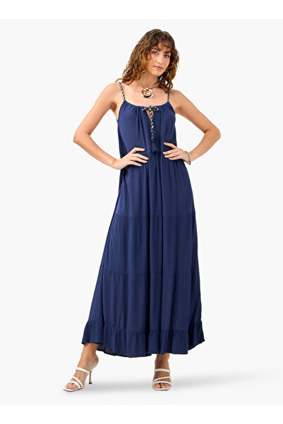 FAV Tiered Maxi Sleeveless Dress with Tie-Up Neck