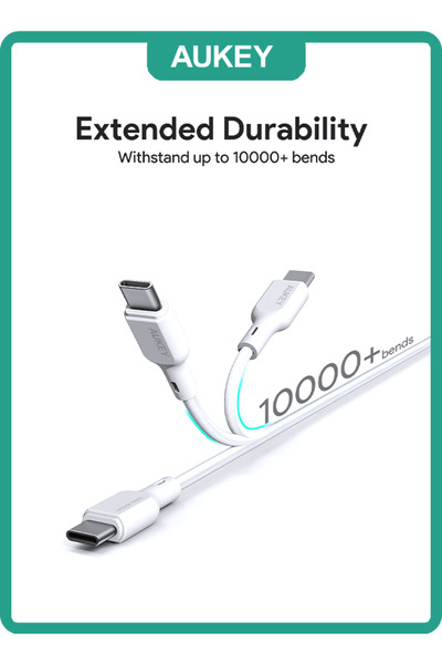 AUKEY Circlit Blink 60W Lite Cable 2m. DTY Braided USB-C to USB-C - CB-DCC064 White