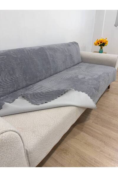 coverbox Husa pentru canapea WELSOFT cu baza anti-alunecare din burete - Husa pentru canapea extensibila 170x210 (1 bucată) CULOARE GREY