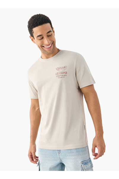 Lee Cooper تي شيرت مطبوع برقبة دائرية وأكمام قصيرة