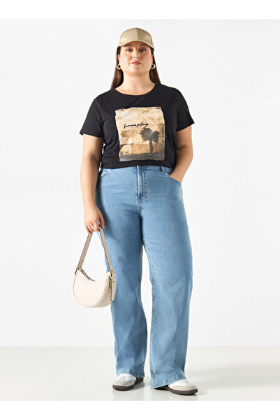 Ulla Popken Plus Size Ulla Popken Graphic Print T-shirt with Short Sleeves