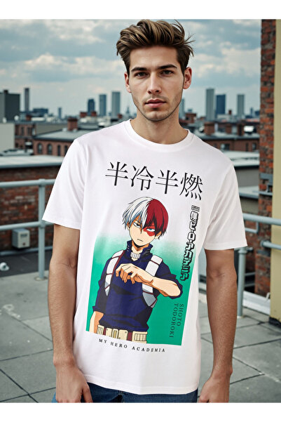 SP Characters تي شيرت بطبعة شوتو تودوروكي ورقبة دائرية