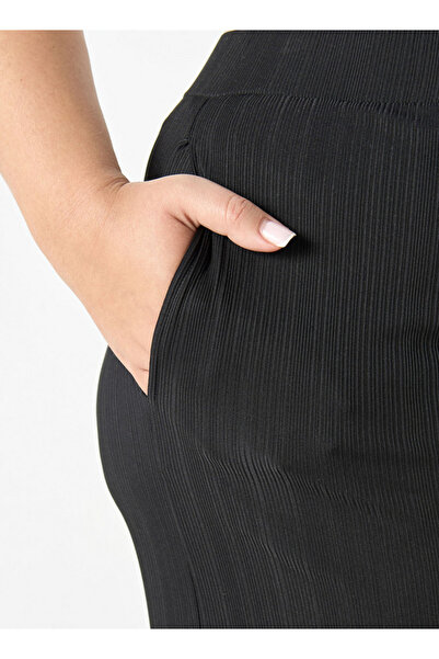 Ulla Popken Plus Size Ulla Popken Textured Wide Leg Pants with Pockets