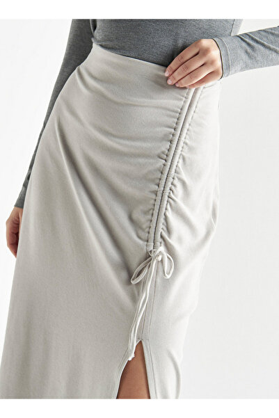 FAV Midi Skirt With Ruched Detail And Slit