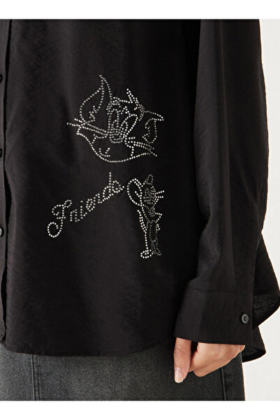 SP Characters قميص مزين برسومات توم وجيري بأكمام طويلة وأزرار للإغلاق