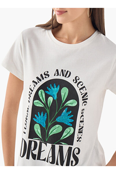 FAV Embellished Crew Neck T-shirt with Short Sleeves
