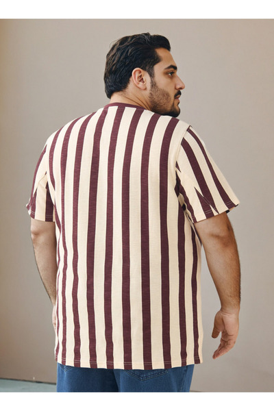 Maxim Plus Size Striped Crew Neck T-shirt