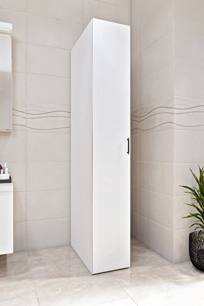 Ases Mobilya Esl0210 Dar Alanlar İçin Çok Amaçlı Banyo-Hol-Mutfak Dolabı Bol Raflı Beyaz