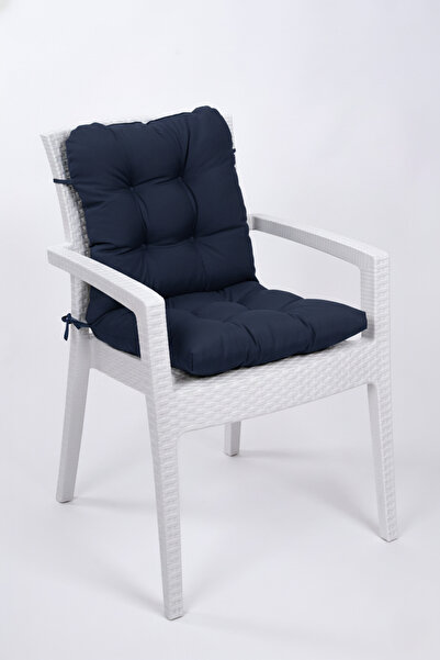 ALTINPAMUK Neva Pofidik Navy Blue Back Chair Cushion with Special Stitched Laces, 44X88 cm