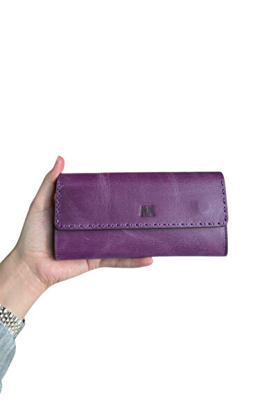 MFT Leather Design Portofoliu de mână din piele naturală Hilton - Portofel violet (8926)