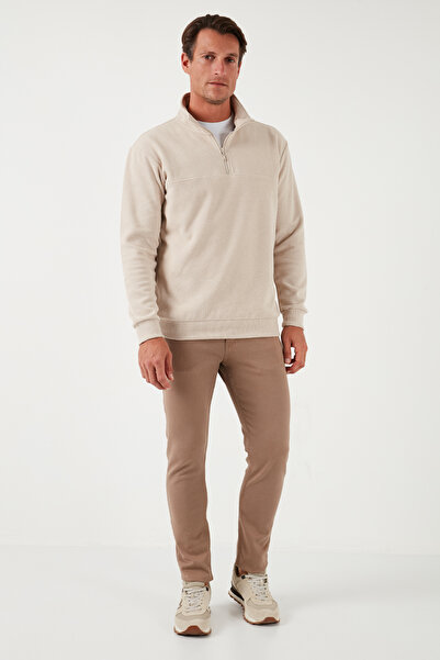 Buratti Cotton Regular Fit Half Zipper Stand Collar Sweater Men's Sweater 456112