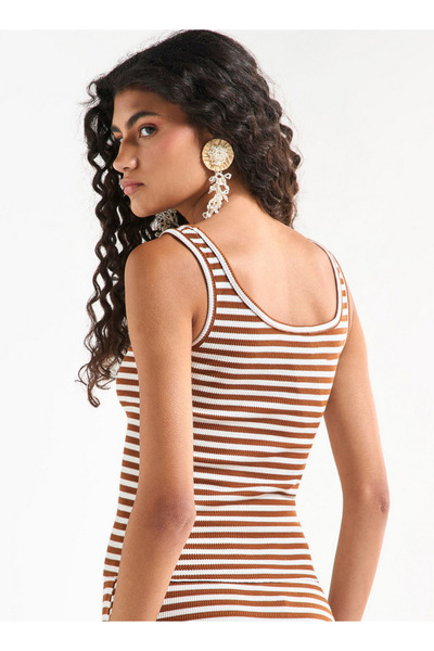 FAV Striped Tank Top with Round Neck
