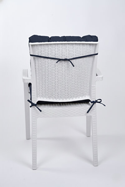 ALTINPAMUK Neva Pofidik Navy Blue Back Chair Cushion with Special Stitched Laces, 44X88 cm