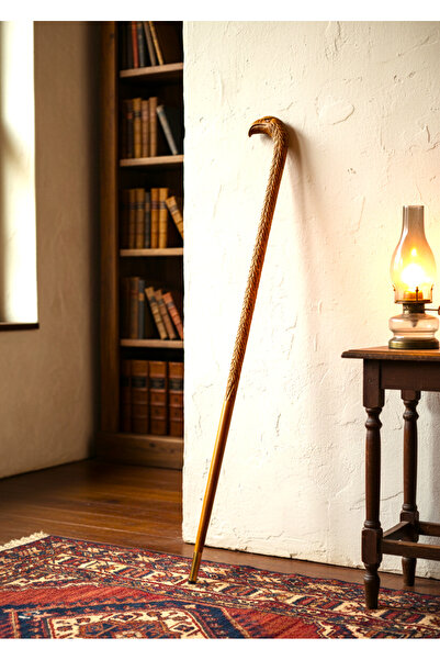 Genel Markalar Özel Üretim Kartal Başlı Baston Ahşap Uzunluk Ayarlı