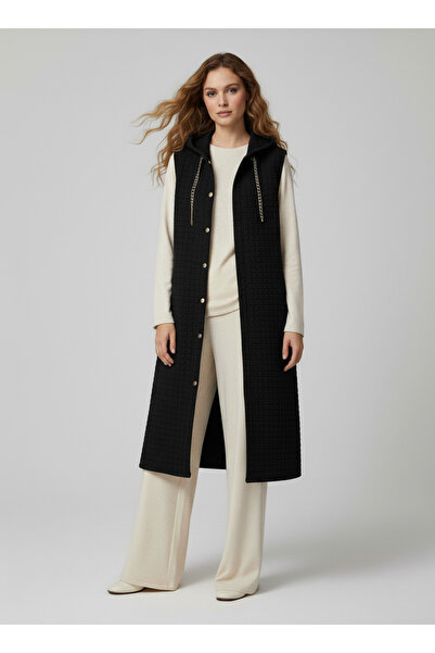 puyeni Düğme Detaylı Kapüşonlu Kapitone Yelek 110Cm