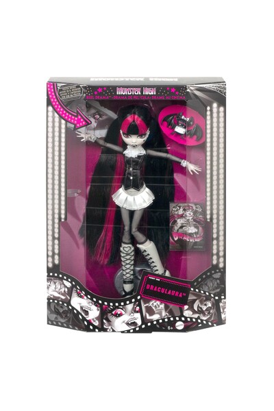 mattel Papusa Monster High Reel Drama Doll Draculaura in Black And White