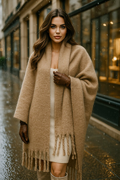 Luminos Butik Women's Mink Tasseled Imported Scarf-Shawl Sal1295